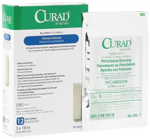 Curad Petrolatum Gauze Dressing, 3" x 18"
