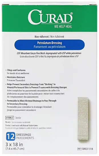 Medline Sterile Petrolatum Gauze Dressing 3x9 Inches