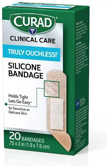CURAD Silicone Flexible Fabric Bandages, 0.75" x 3", Box of 20