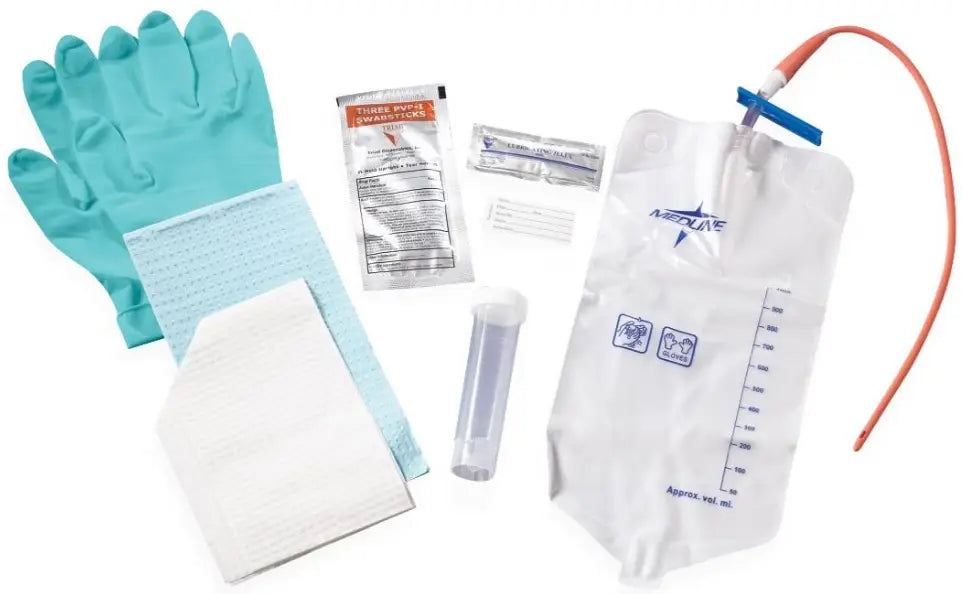 Medline Pre-Connected Urethral Catheterization Tray with 1000 mL Bag, 15 FR