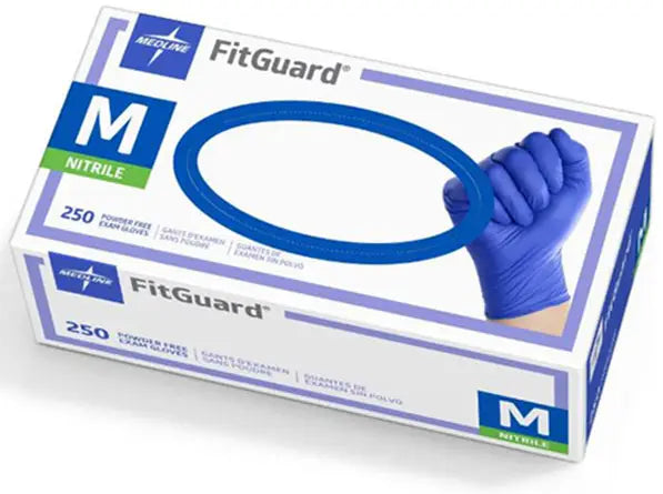 Medline Blue Nitrile Powder Free Exam Gloves