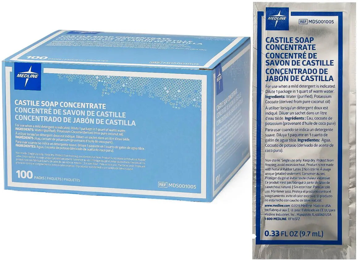 Medline Castile Soap Concentrate Packet, 9 cc