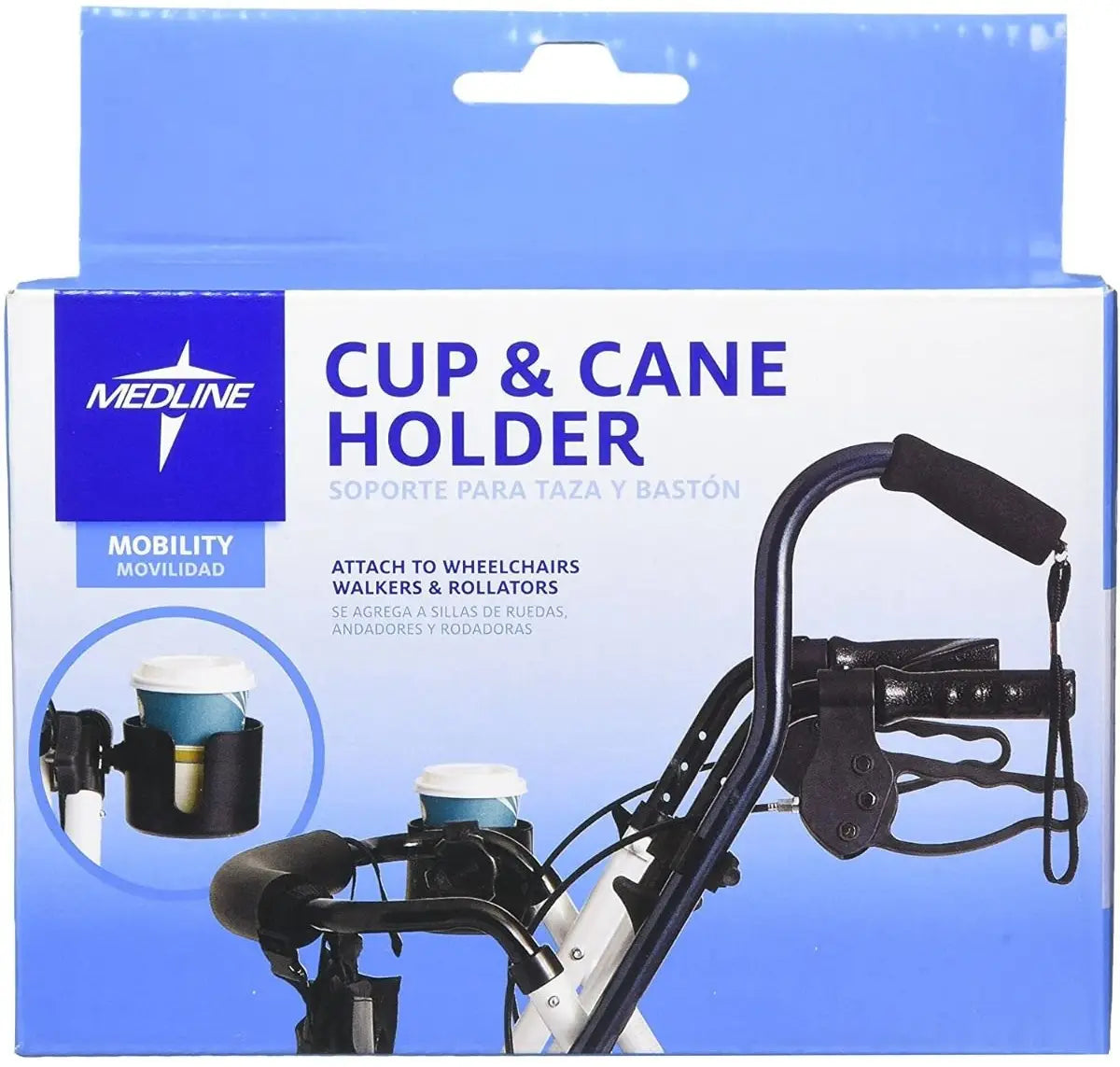 Medline Cup and Cane Holder Set for Mobility Aids