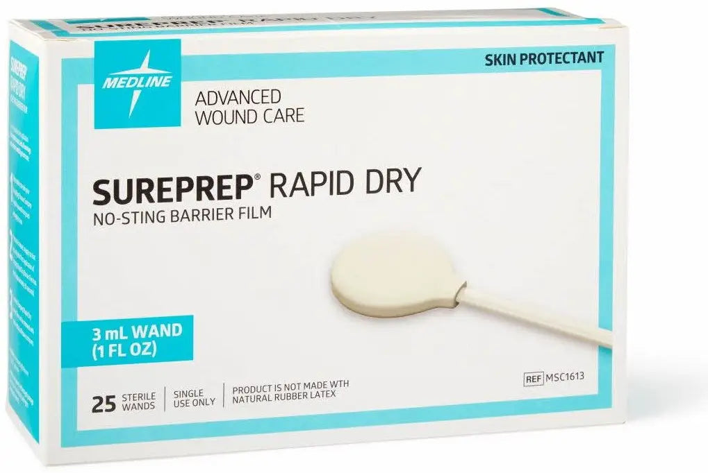 Medline SurePrep Rapid Dry No-Sting Barrier Film, 3 mL Wand
