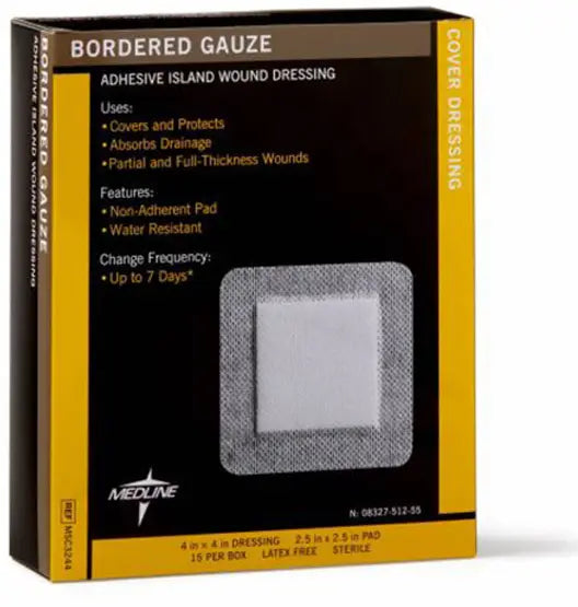 Medline Bordered Gauze Island Dressing 4" x 4"