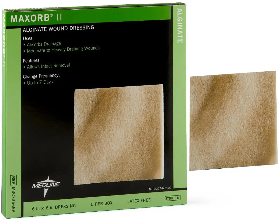 Medline Maxorb II Alginate Wound Dressing, 6" x 6"