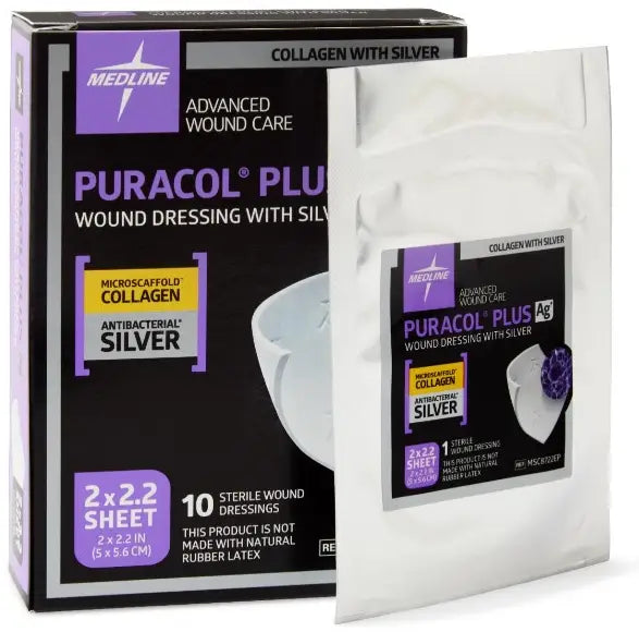Medline Plus Ag+ Collagen Wound Dressing with Silver, 2" x 2.25"