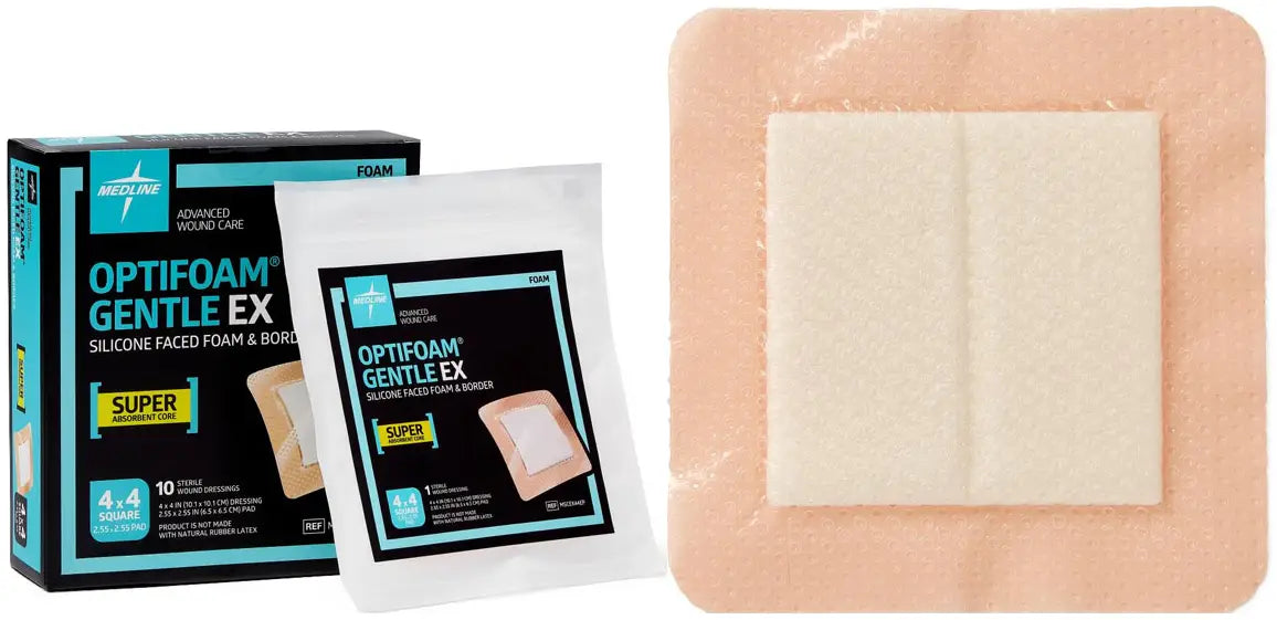 Medline Optifoam Gentle EX Silicone-Faced Foam Dressing with Border