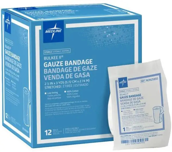 Medline Bulkee II Sterile Stretched Cotton Gauze Bandage, 2.25 in x 3 yd