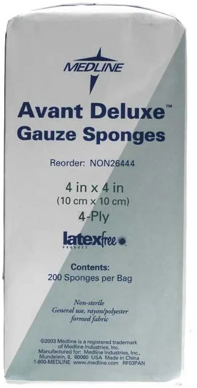 Medline Deluxe Non-Sterile Gauze Sponges 4" x 4" 4-Ply