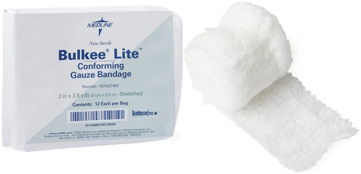 Medline Lite Cotton Conforming Bandages, 2" x 3.5 yd