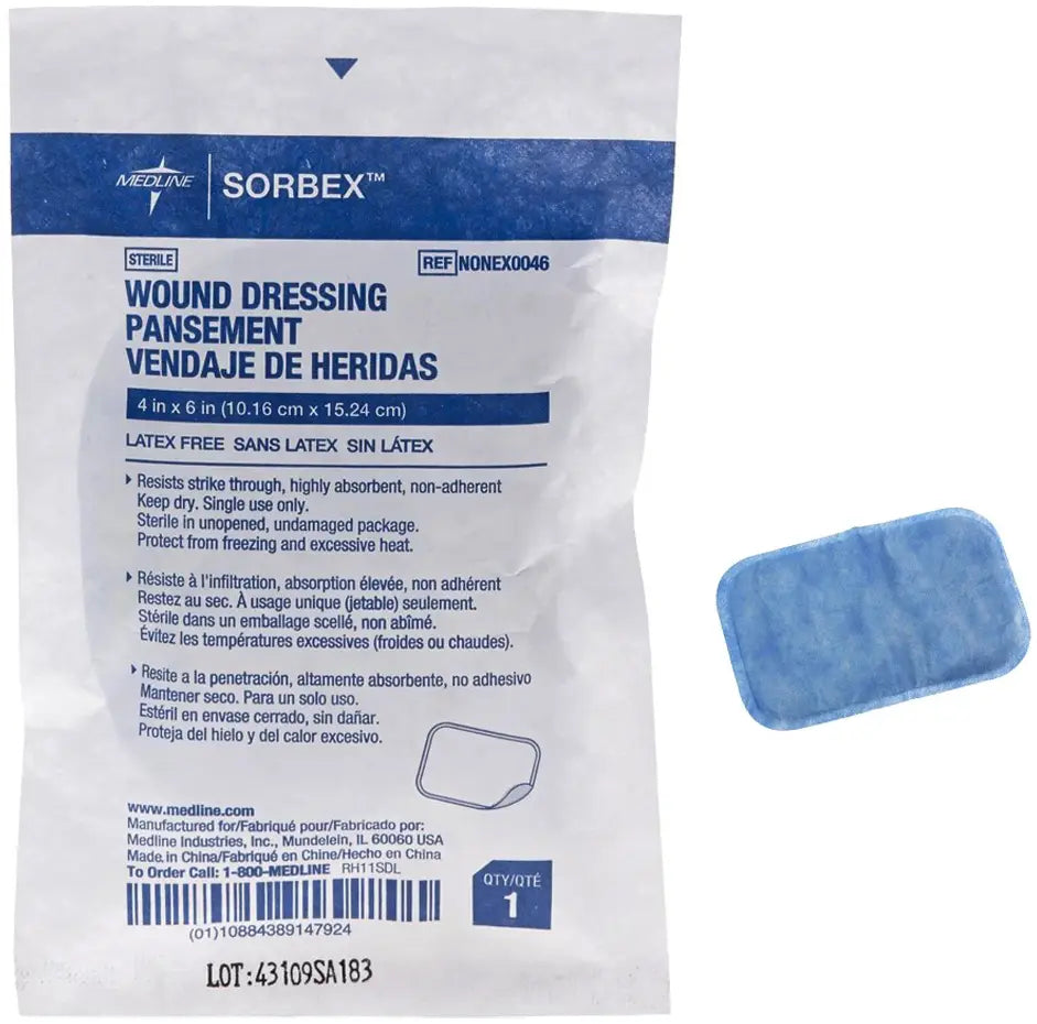 Medline SORBEX Sterile Absorbent Dressings 4" x 6"