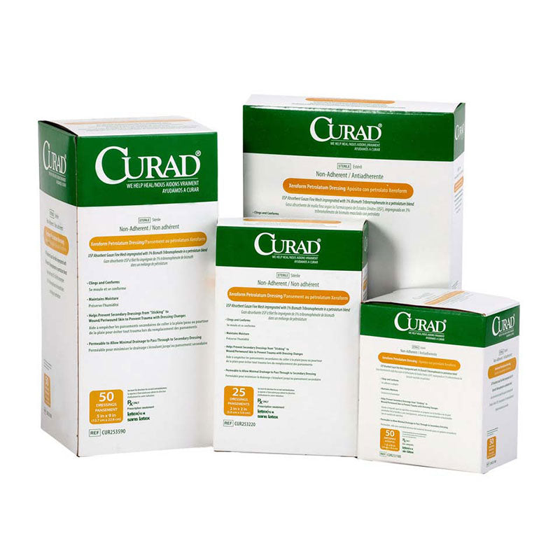 Medline Curad Xeroform Petrolatum Gauze Dressing, 5" x 9"