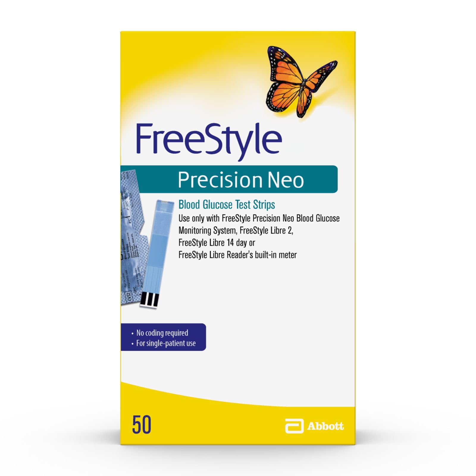 Abbott Diabetes Care FreeStyle Precision Neo Blood Glucose Test Strips - 50 Count