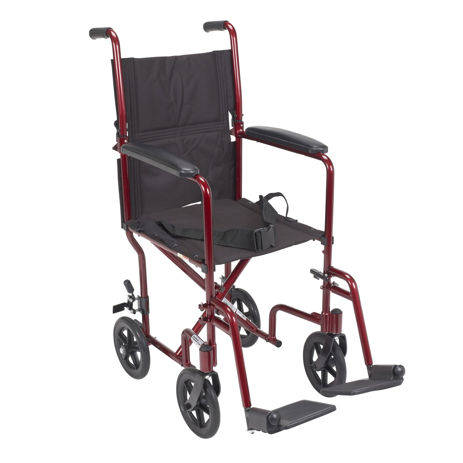 Drive DeVilbiss Lightweight Transport Chair, Red, 17 Inch Seat