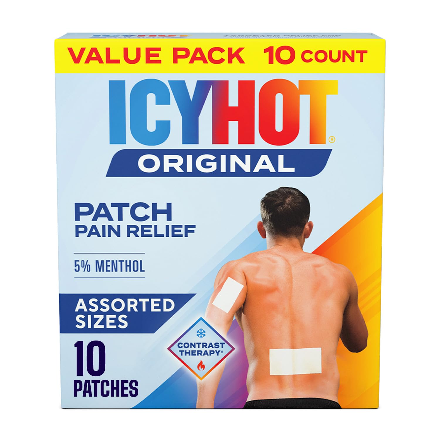Icy Hot Original Pain Relief Patch Variety Pack, 10 ct (5 Medium + 5 Large)