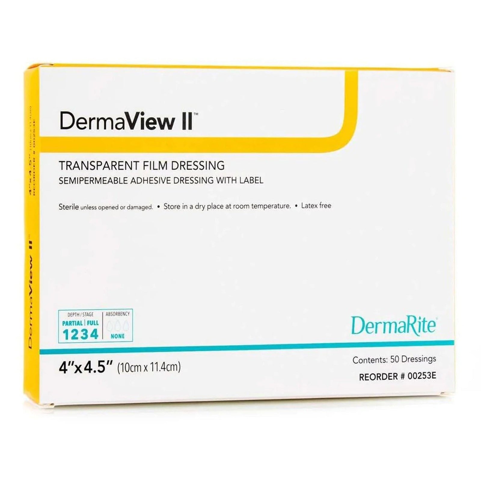 DermaRite DermaView II Transparent Film Frame — Adhesive Wound Dressing