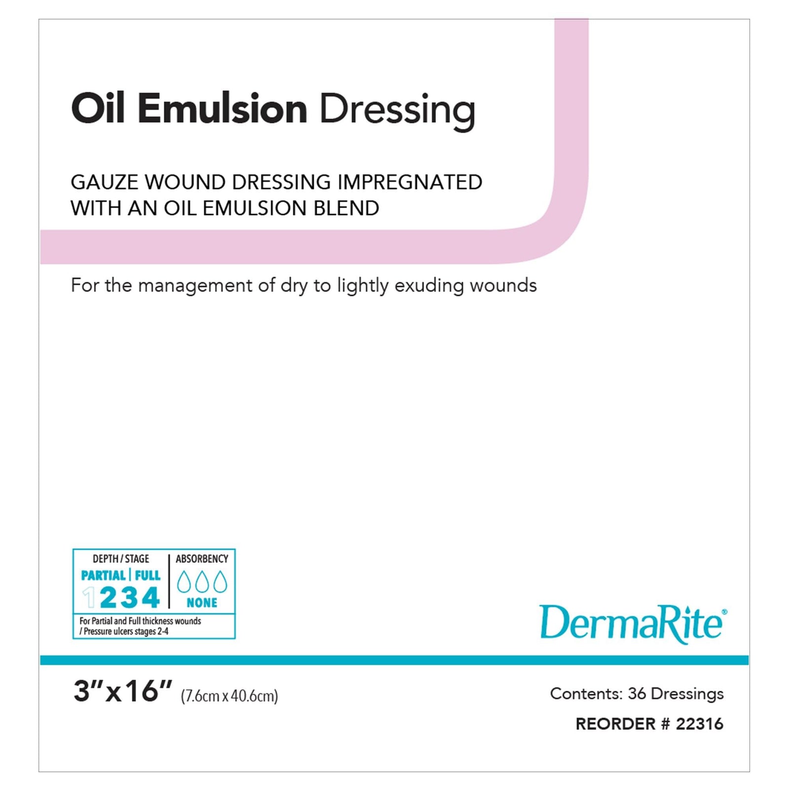 DermaRite Oil Emulsion Wound Dressing, 3" x 16"