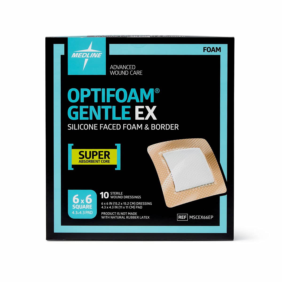 Medline Optifoam Gentle EX Silicone-Faced Foam Dressing with Border