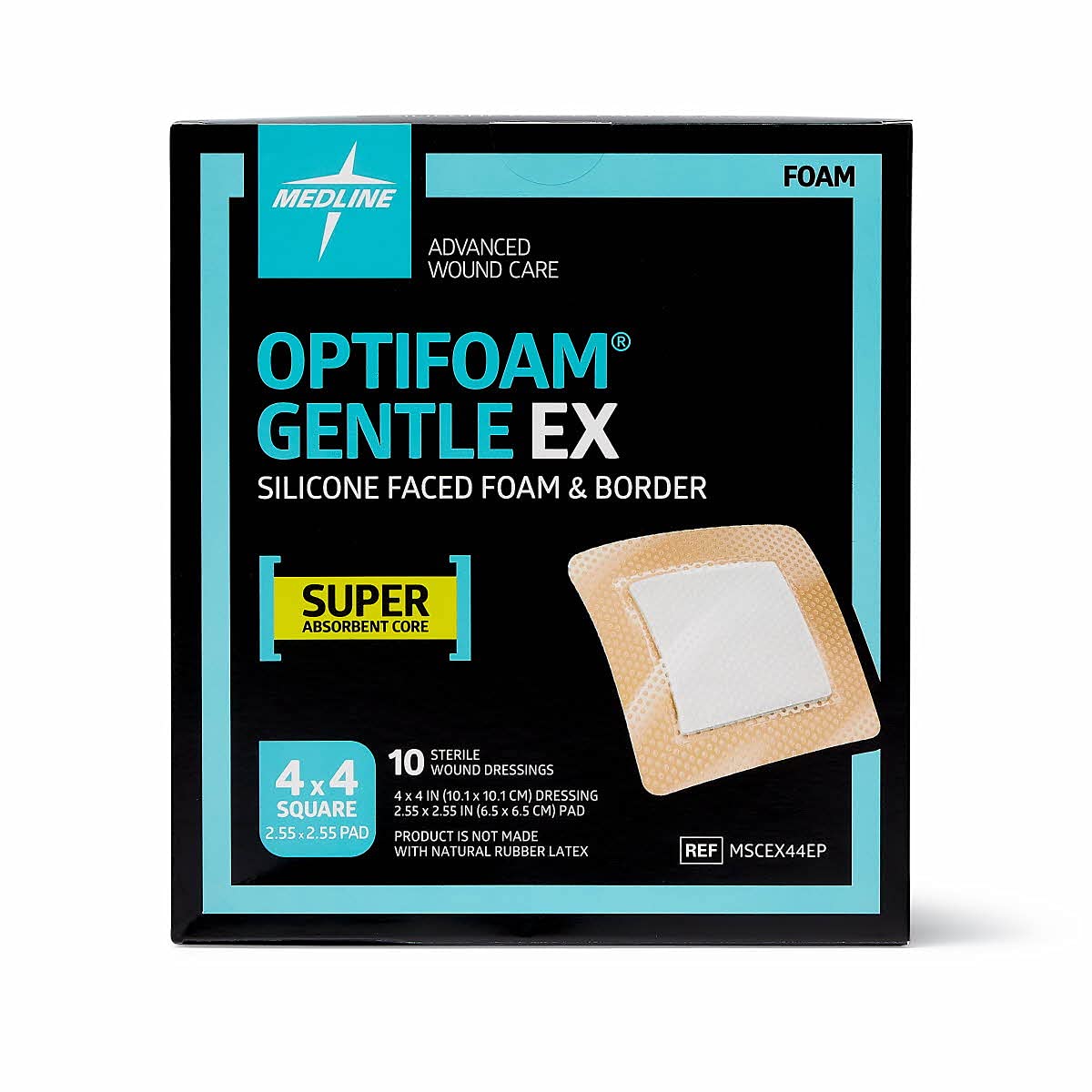 Medline Optifoam Gentle EX Silicone-Faced Foam Dressing with Border