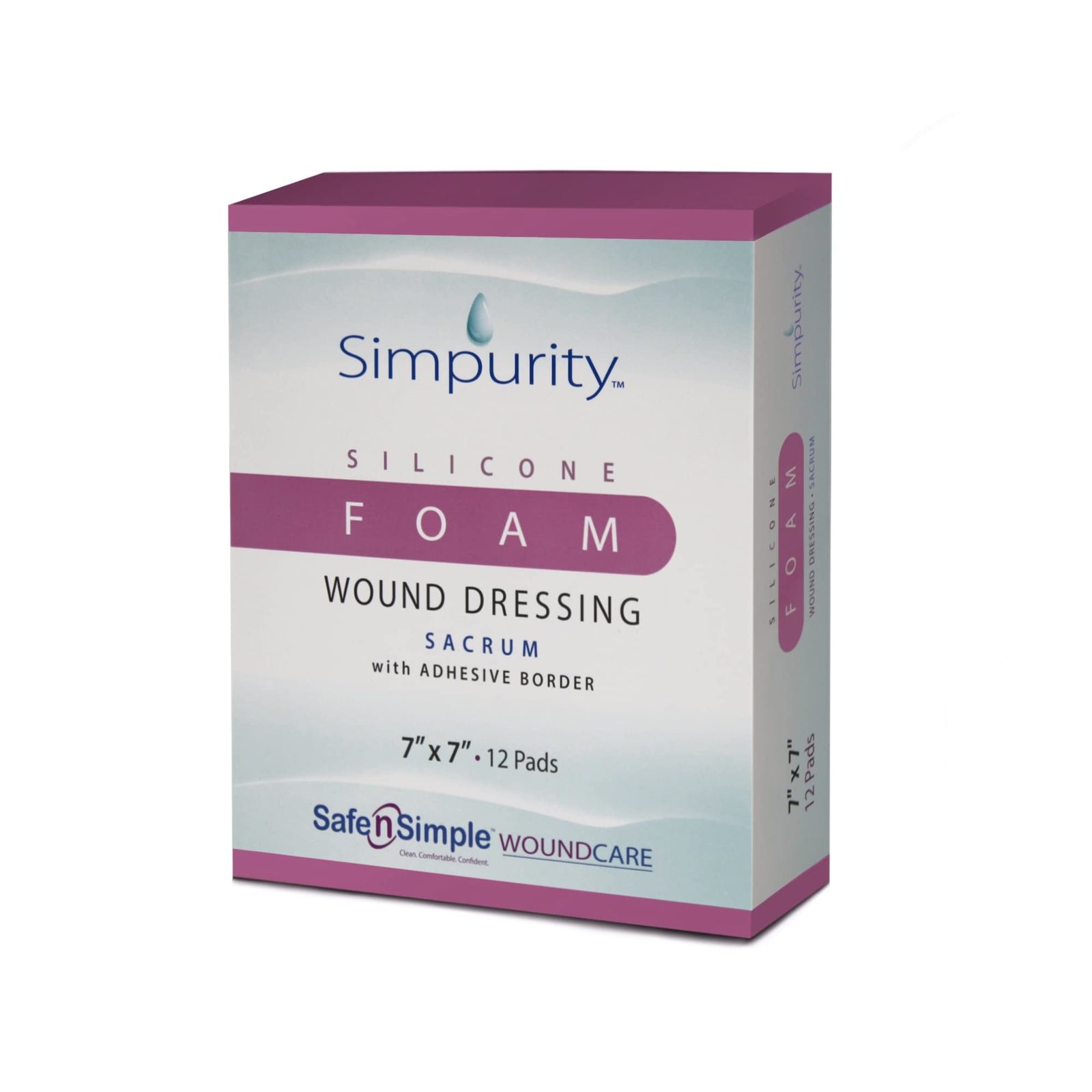 Safe N Simple Simpurity Sacrum Foam with Silicone Adhesive Border 7" x 7"