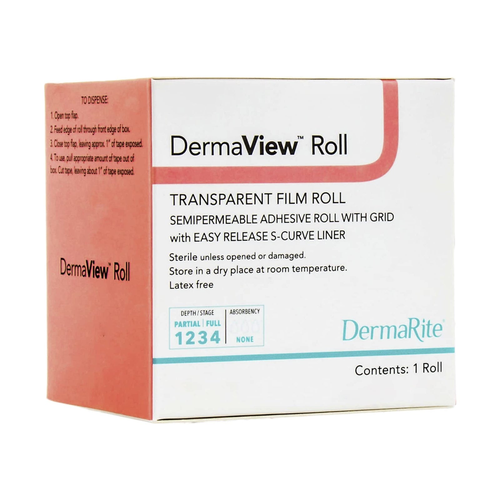 DermaRite Semipermeable Transparent Adhesive Film Roll, 4" x 11 yds