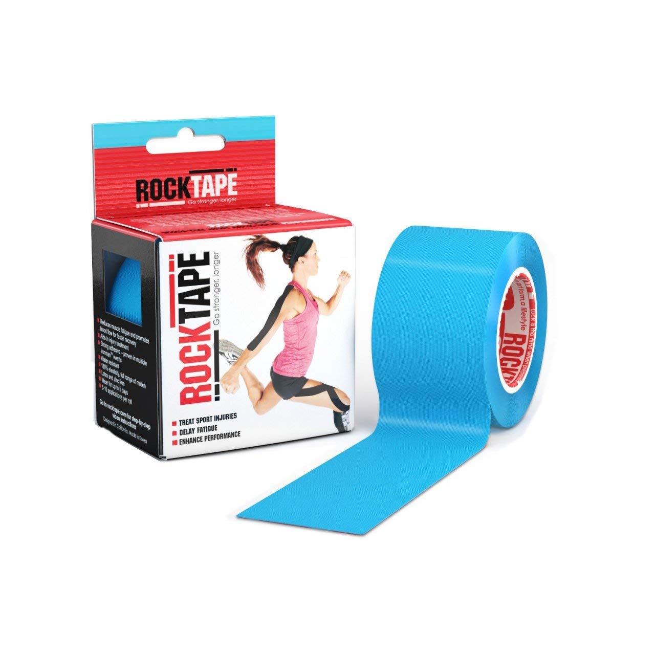 Implus RockTape H2O Extra Sticky Kinesiology Tape, 2" x 16.4' Roll, Medical, Blue