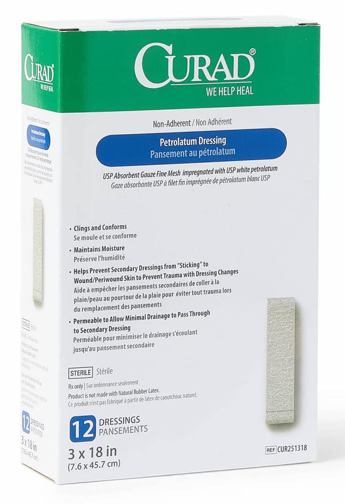 Curad Petrolatum Gauze Dressing, 3" x 18"