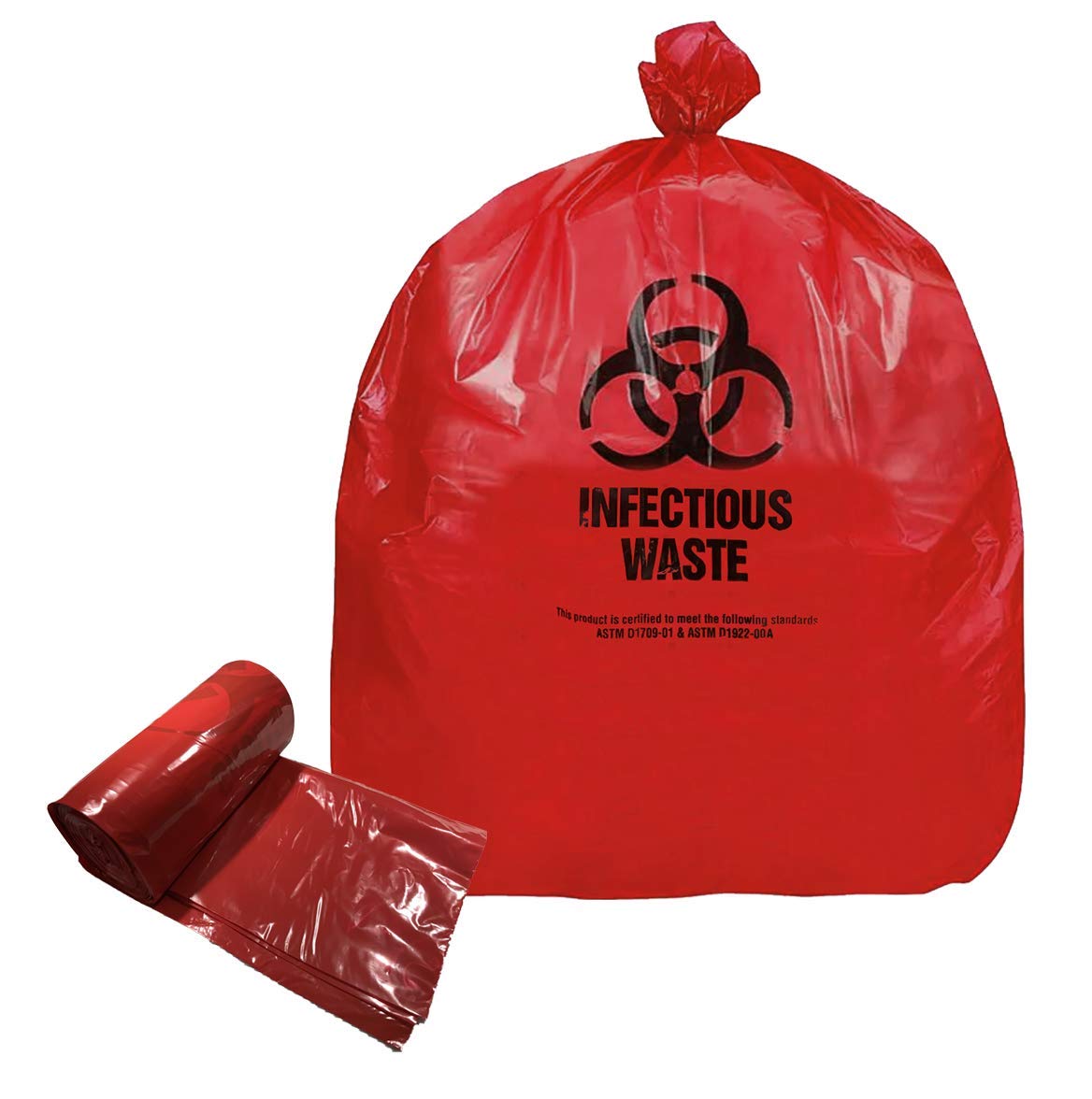 Medegen Biohazardous Waste Bag Red/Black 33 Gallon 1.20mil