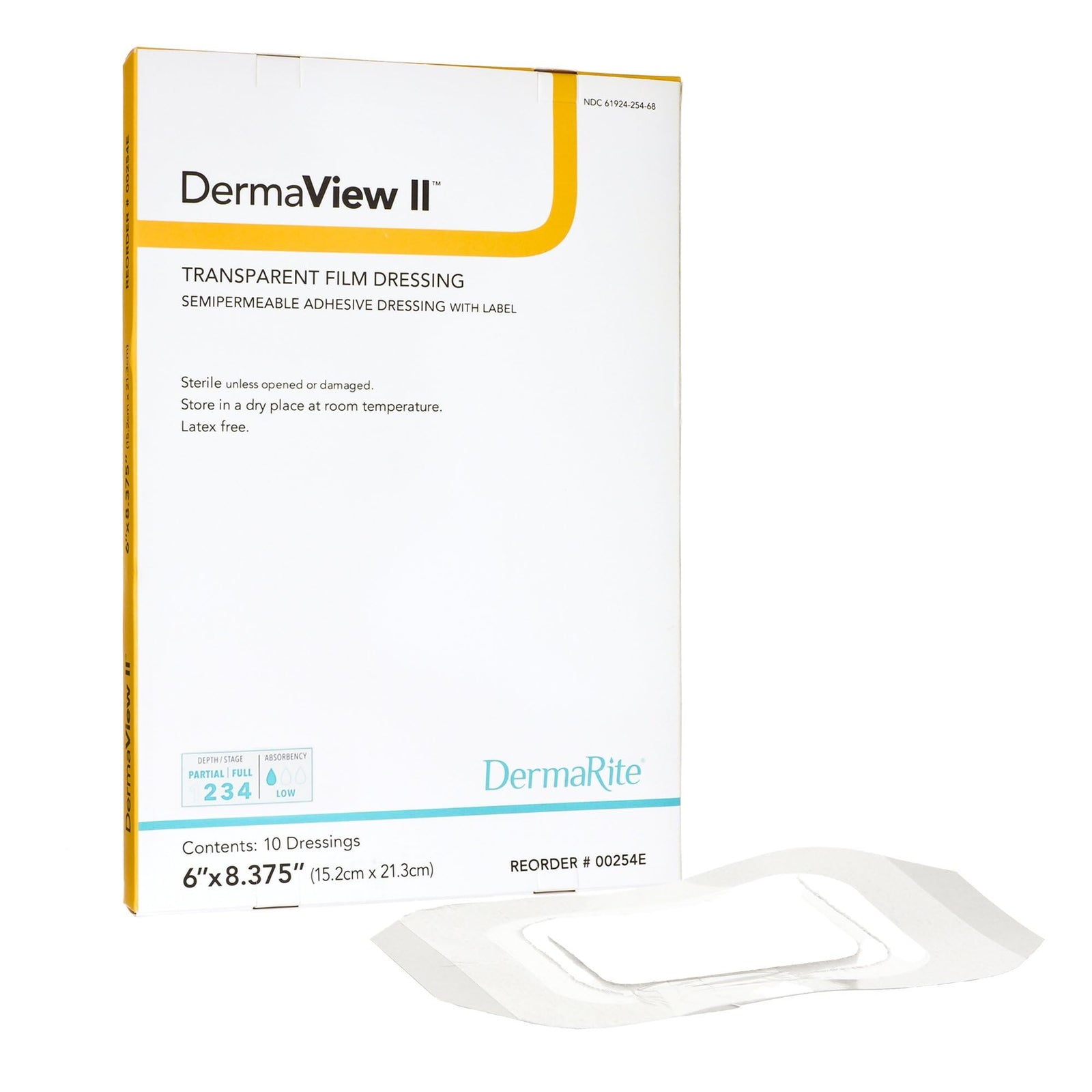DermaRite DermaView II Transparent Film Frame — Adhesive Wound Dressing