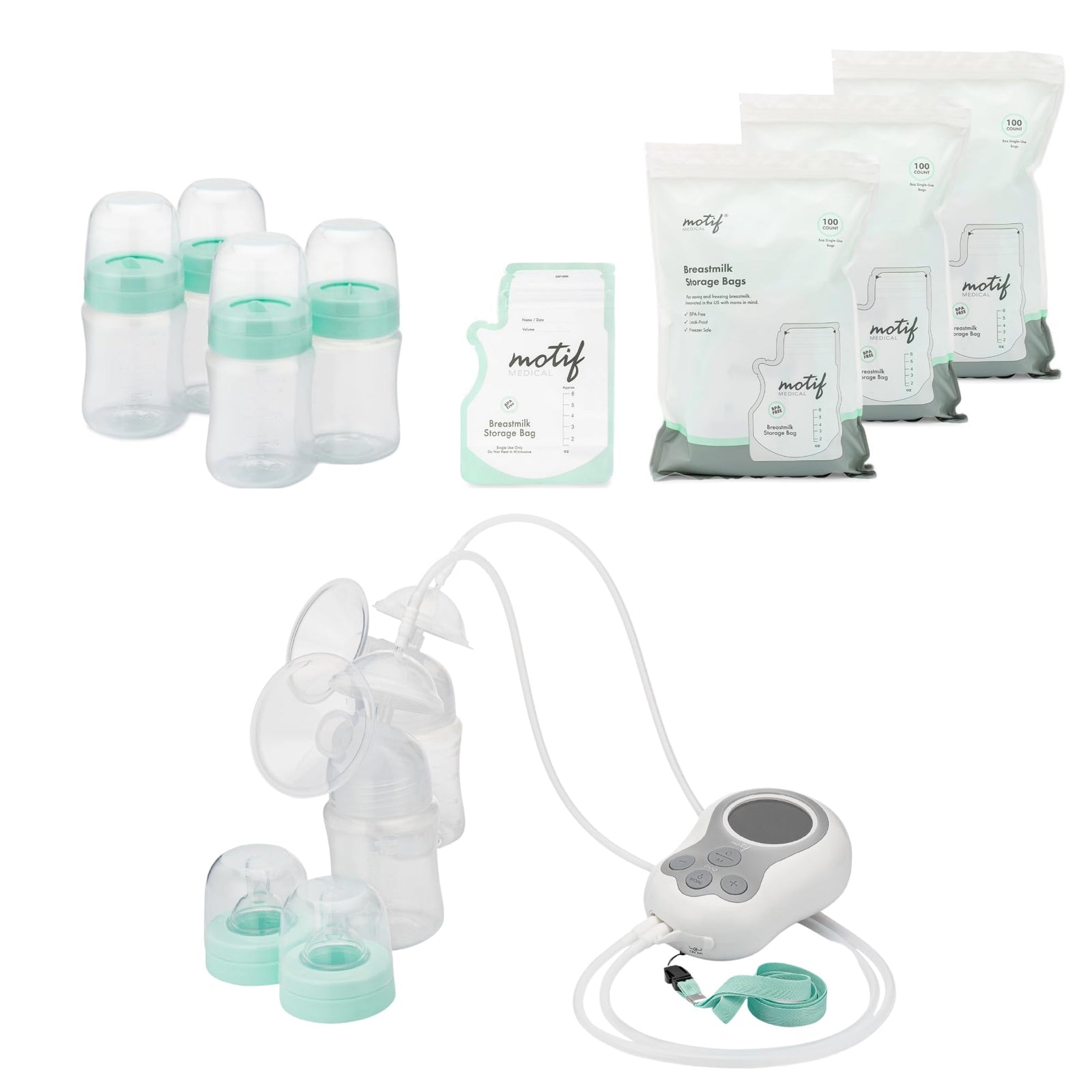 Motif Medical Duo Portable Double Electric Breast Pump with Hands-Free Pumping Bra Bundle