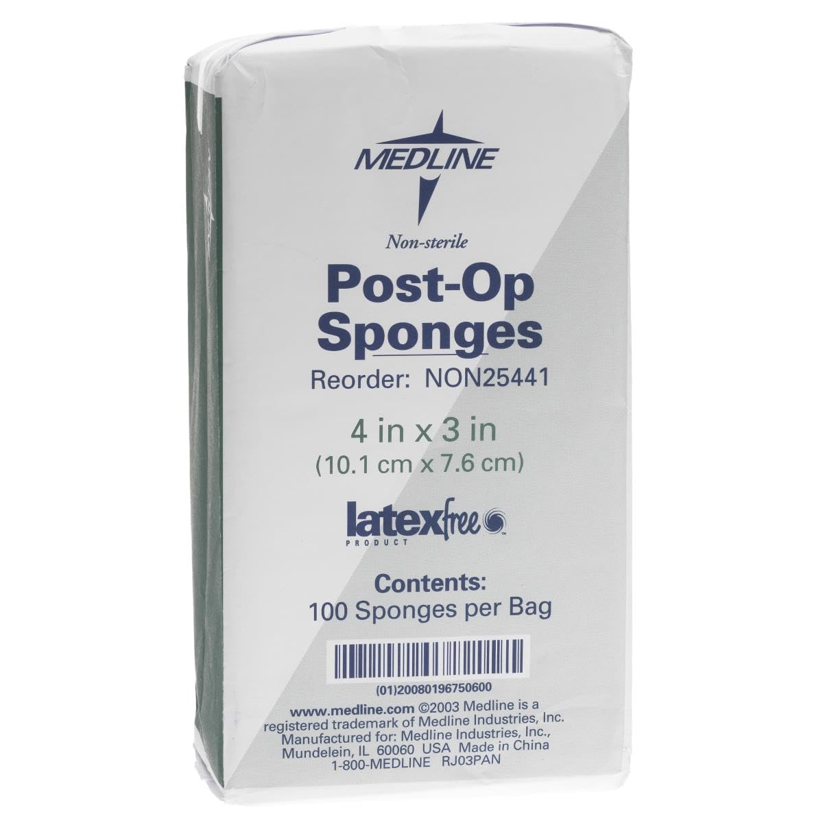 Medline Post-Op Top Sponge Gauze Pads 4" x 3" - Non-Sterile, Latex-Free