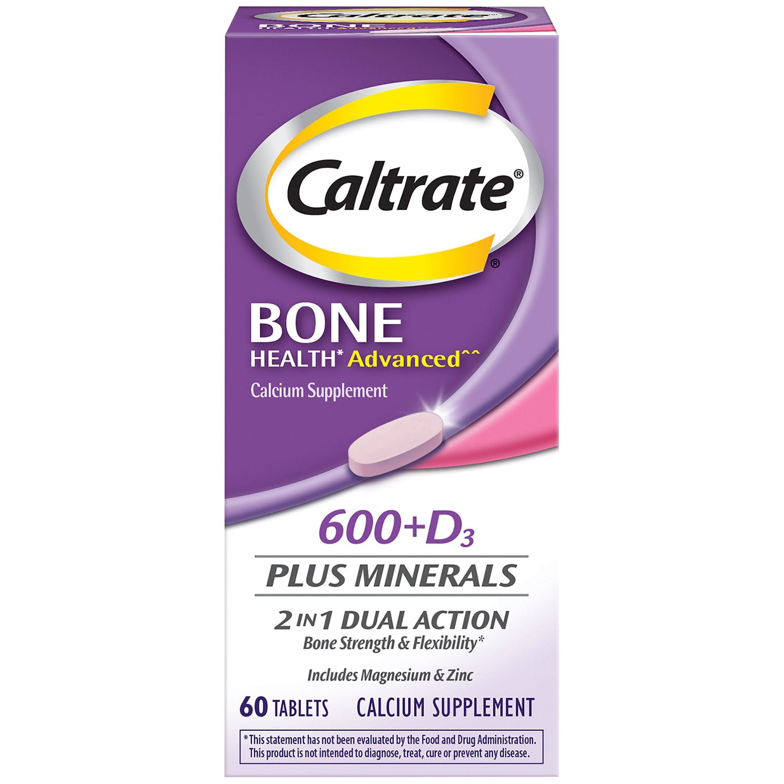 Caltrate Bone Health Advanced 600+D3 Plus Minerals Tablets, 60 Count