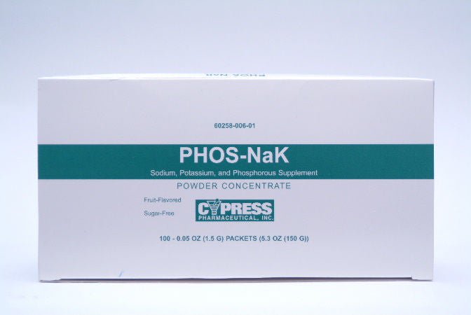Phos-NaK Powder Concentrate, 278-164-250 mg, 100 Packets