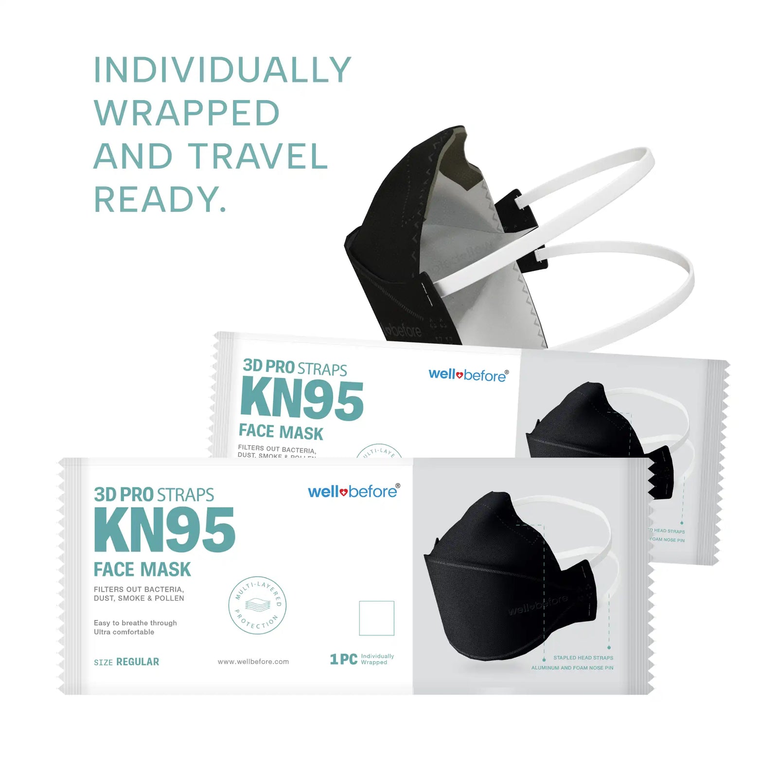 KN95 3D Pro Face Mask | Premium 3D Fit, Anti-fogging, Adjustable Ear Loops - Bag of 10