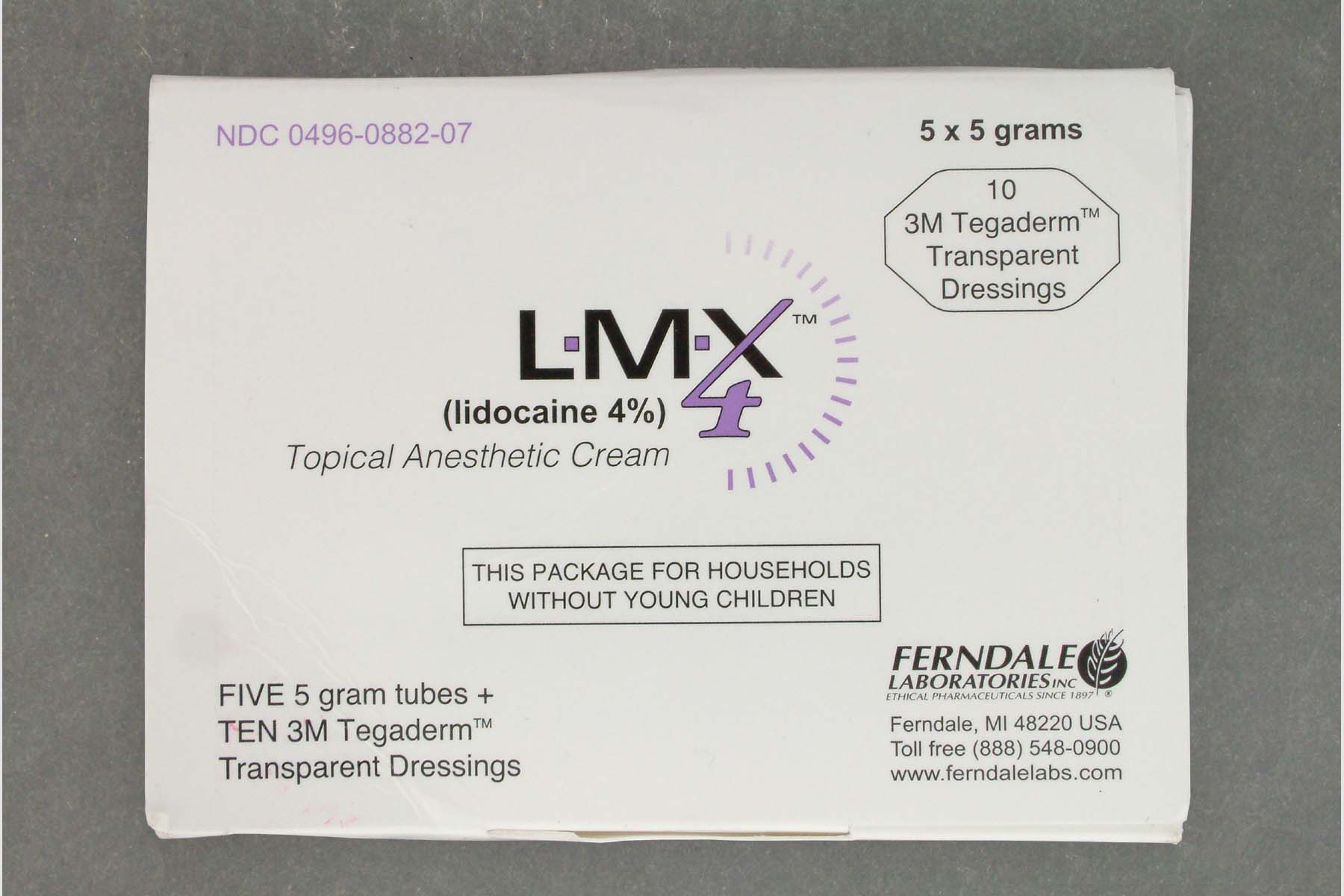 LMX 4 Lidocaine Cream with 10 Tegaderm Transparent Dressings, 5 x 5 g