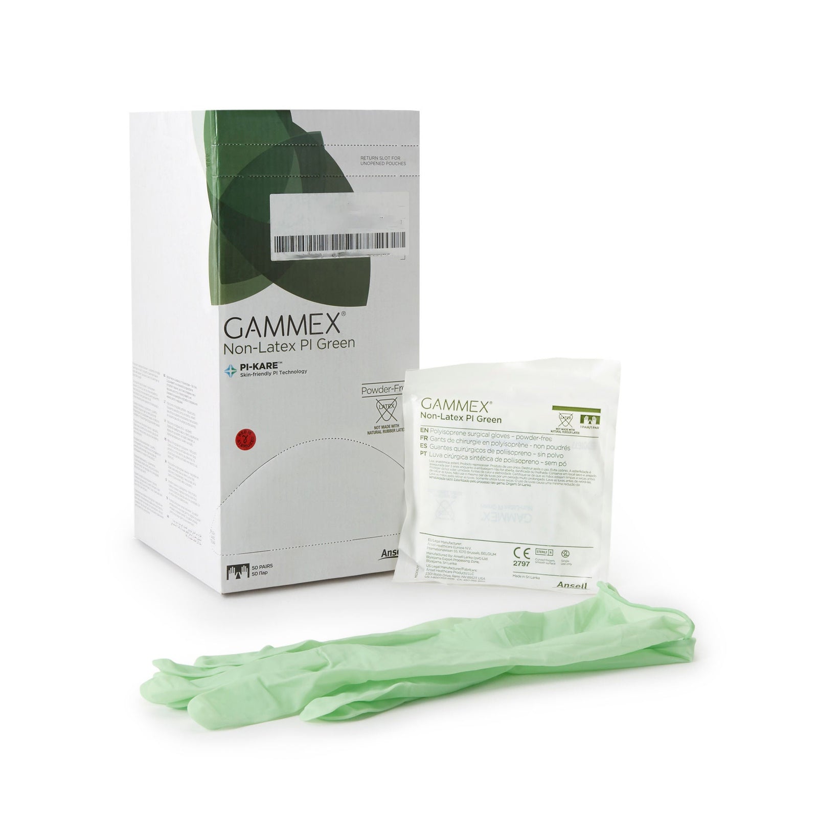 Ansell GAMMEX PI Green Polyisoprene Chemo Surgical Gloves, Size 8.5