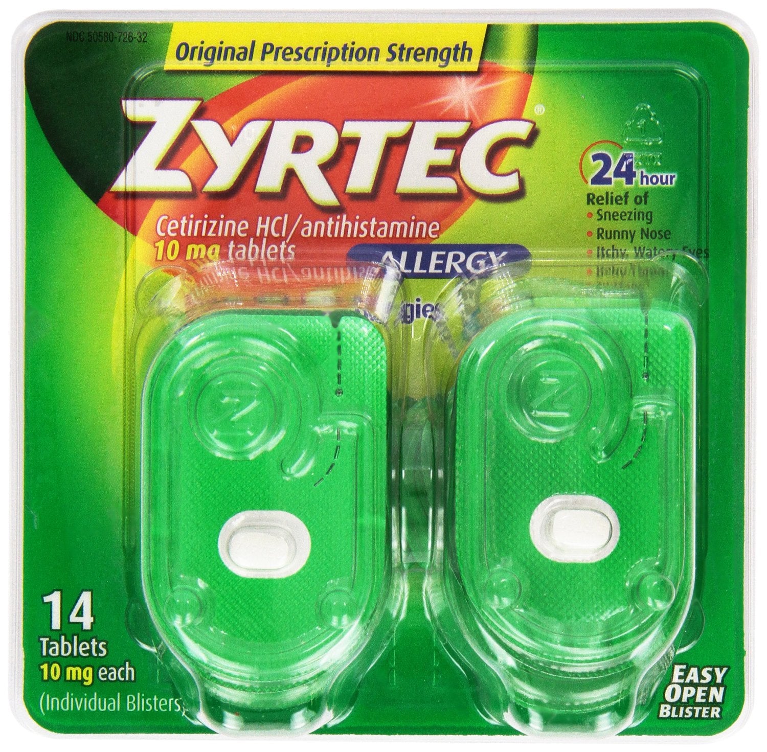 Zyrtec Cetirizine HCl Allergy Relief Tablets, 10 mg