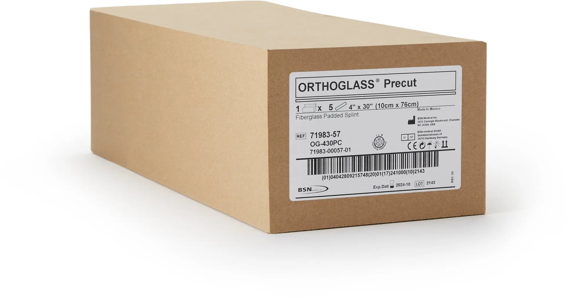 Ortho-Glass® Precut Splint, White, 4 x 30 Inch