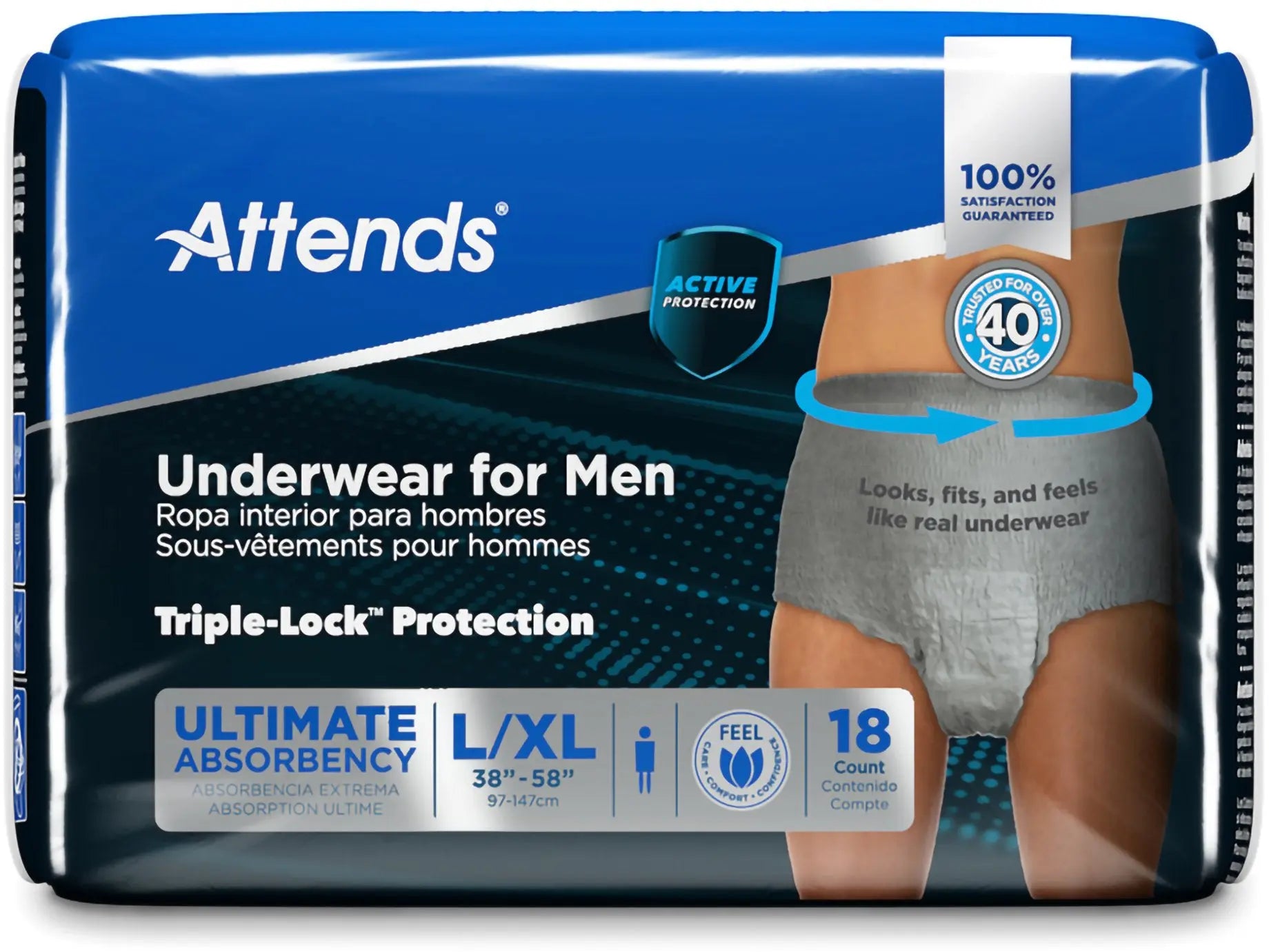 Attends Discreet Underwear for Men - Heavy Absorbency
