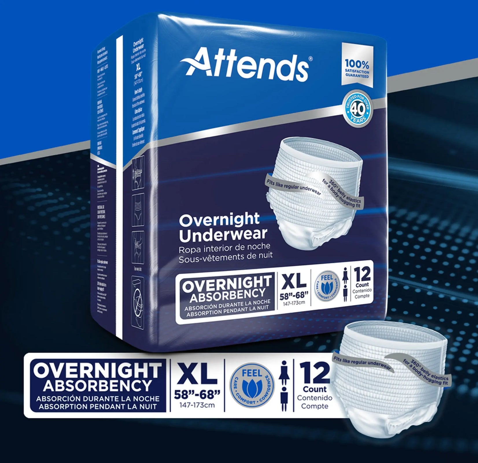 Attends Extended Wear Overnight Underwear