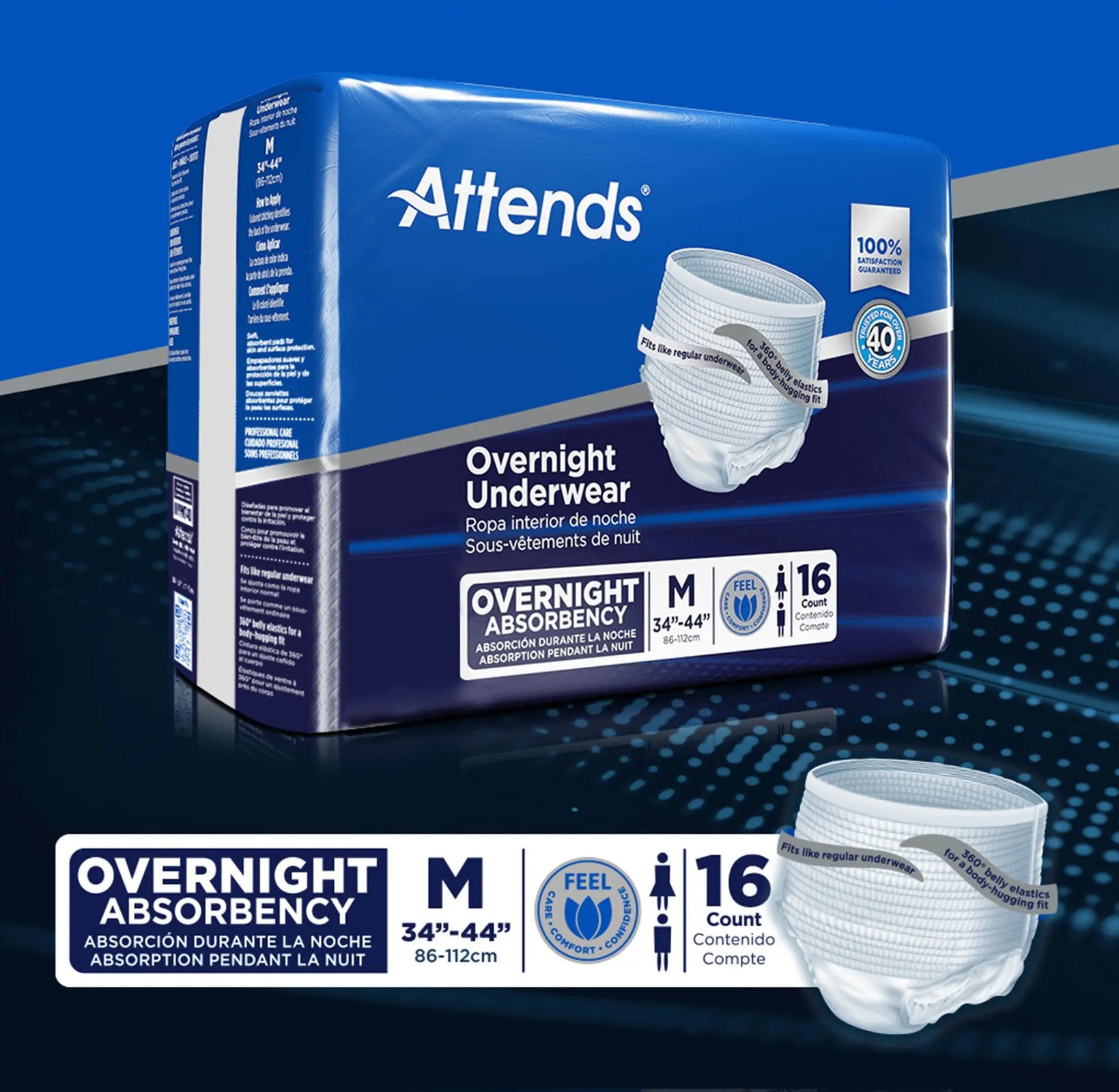 Attends Extended Wear Overnight Underwear