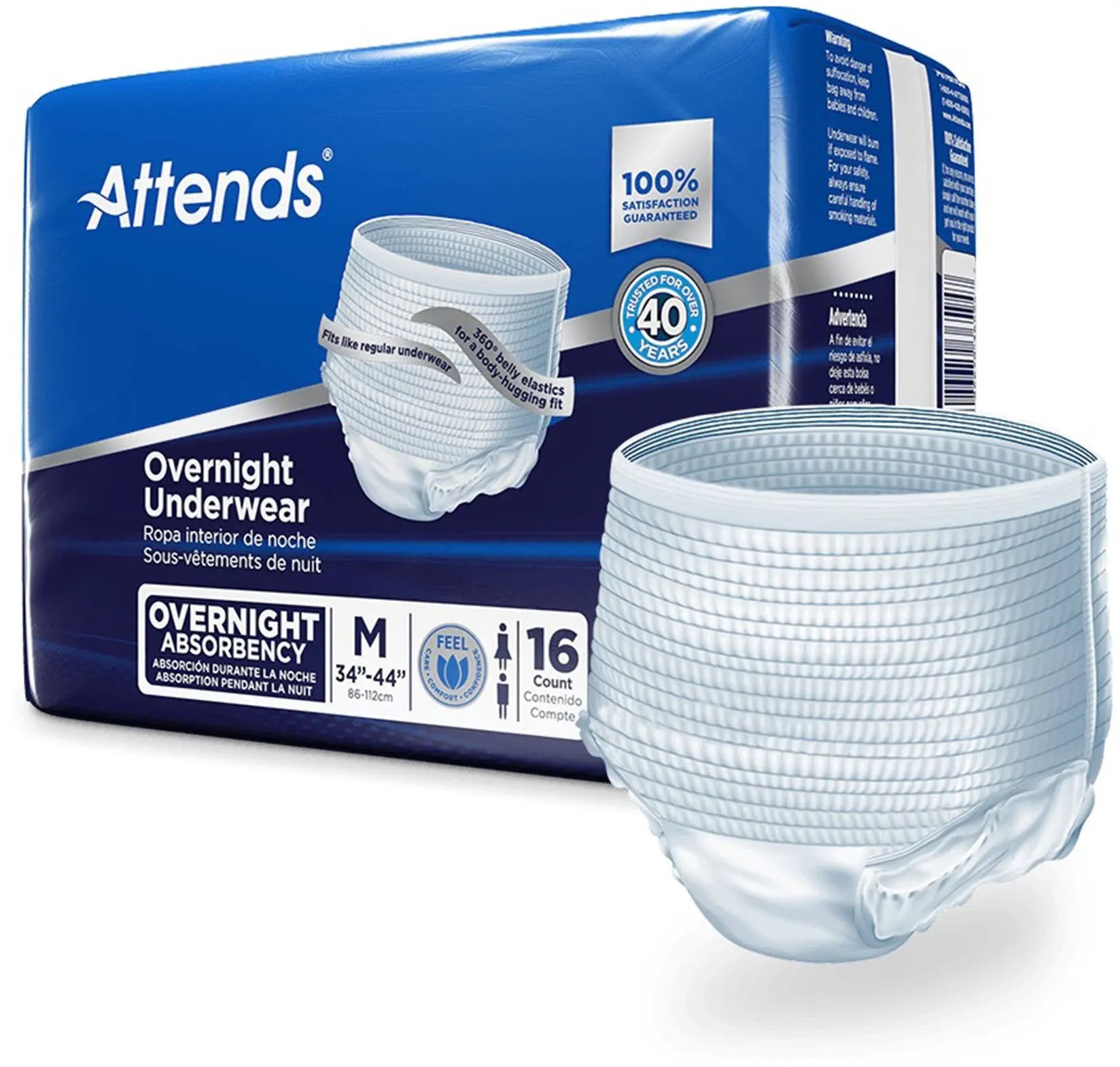 Attends Extended Wear Overnight Underwear