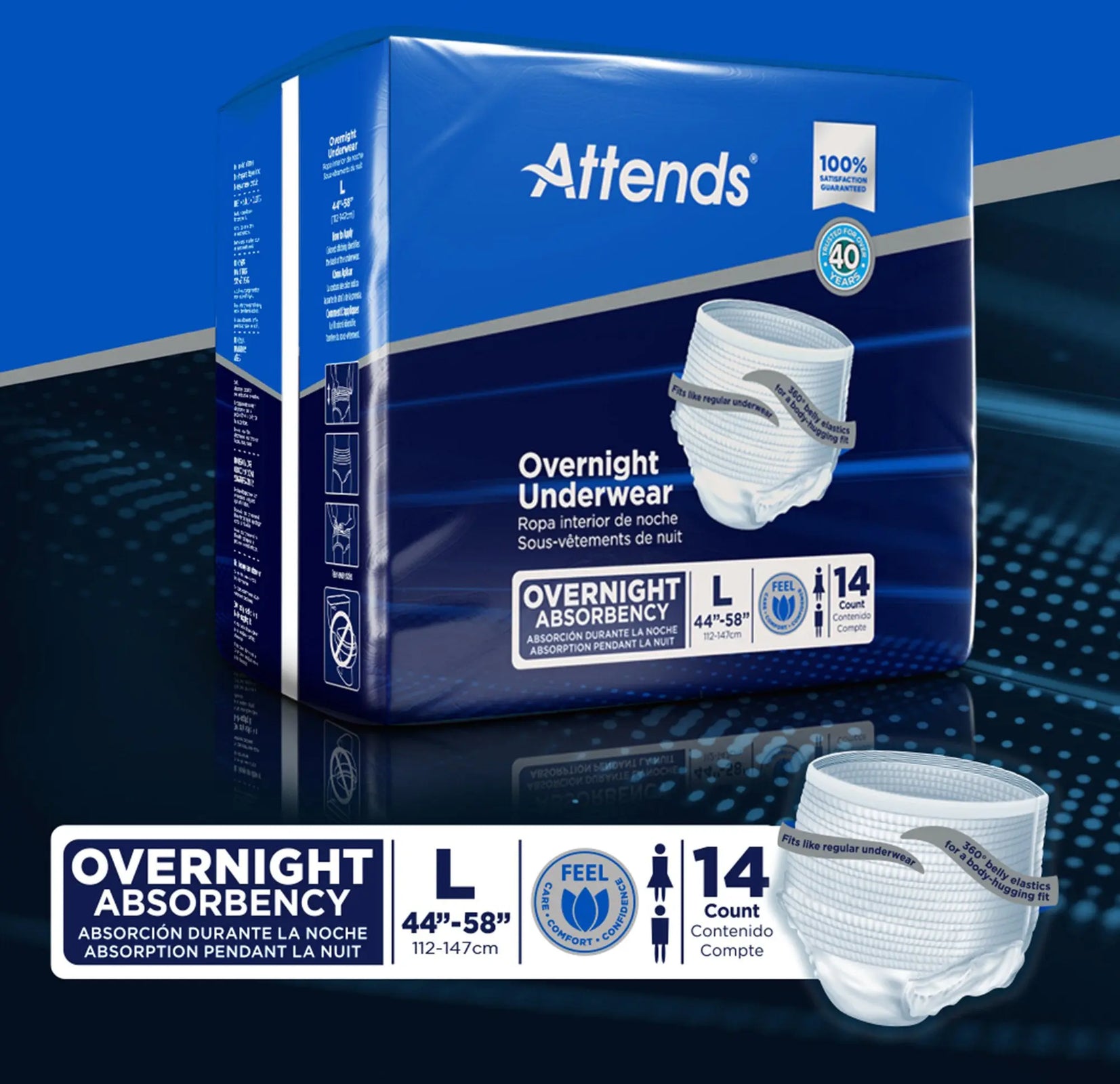 Attends Extended Wear Overnight Underwear