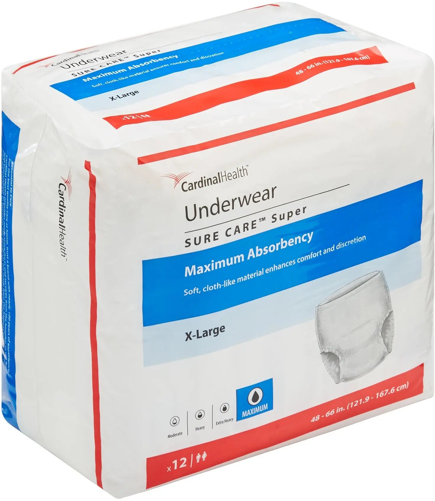  Sure Care Protective Underwear - Super Absorbency - Large - 44  - 54, 4 Blue Strands - Case of 64 : Health & Household