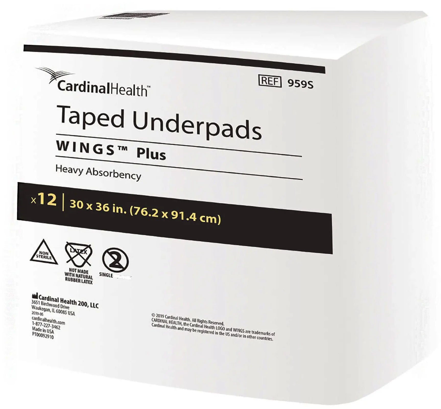 Cardinal Health Taped Underpads WINGS Plus