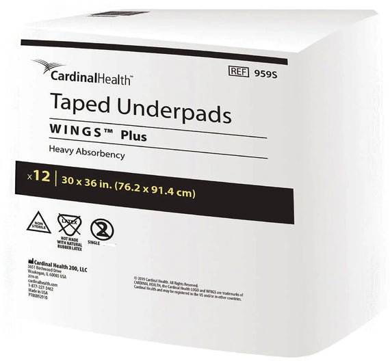 Cardinal Health Taped Underpads WINGS Plus