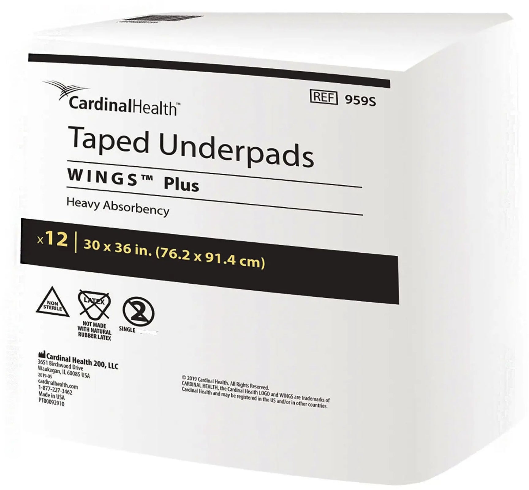 Cardinal Health Taped Underpads WINGS Plus