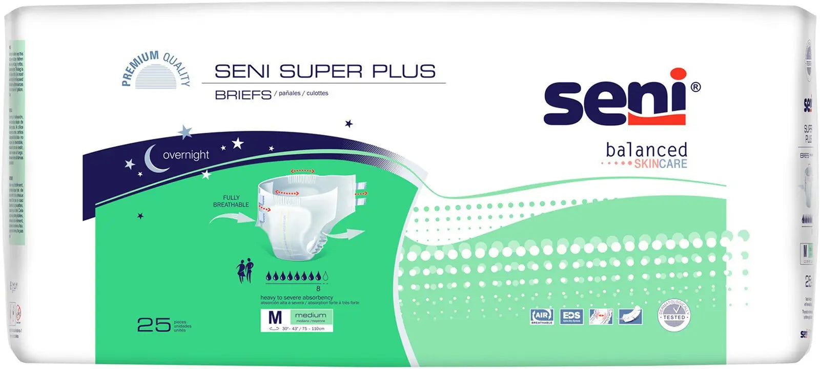 Seni Super Plus Briefs Medium / Breathable Backing / Pack of 25