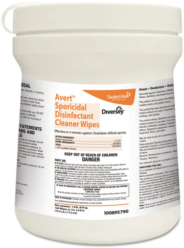 Diversey Avert Sporicidal Disinfectant Cleaner Wipes